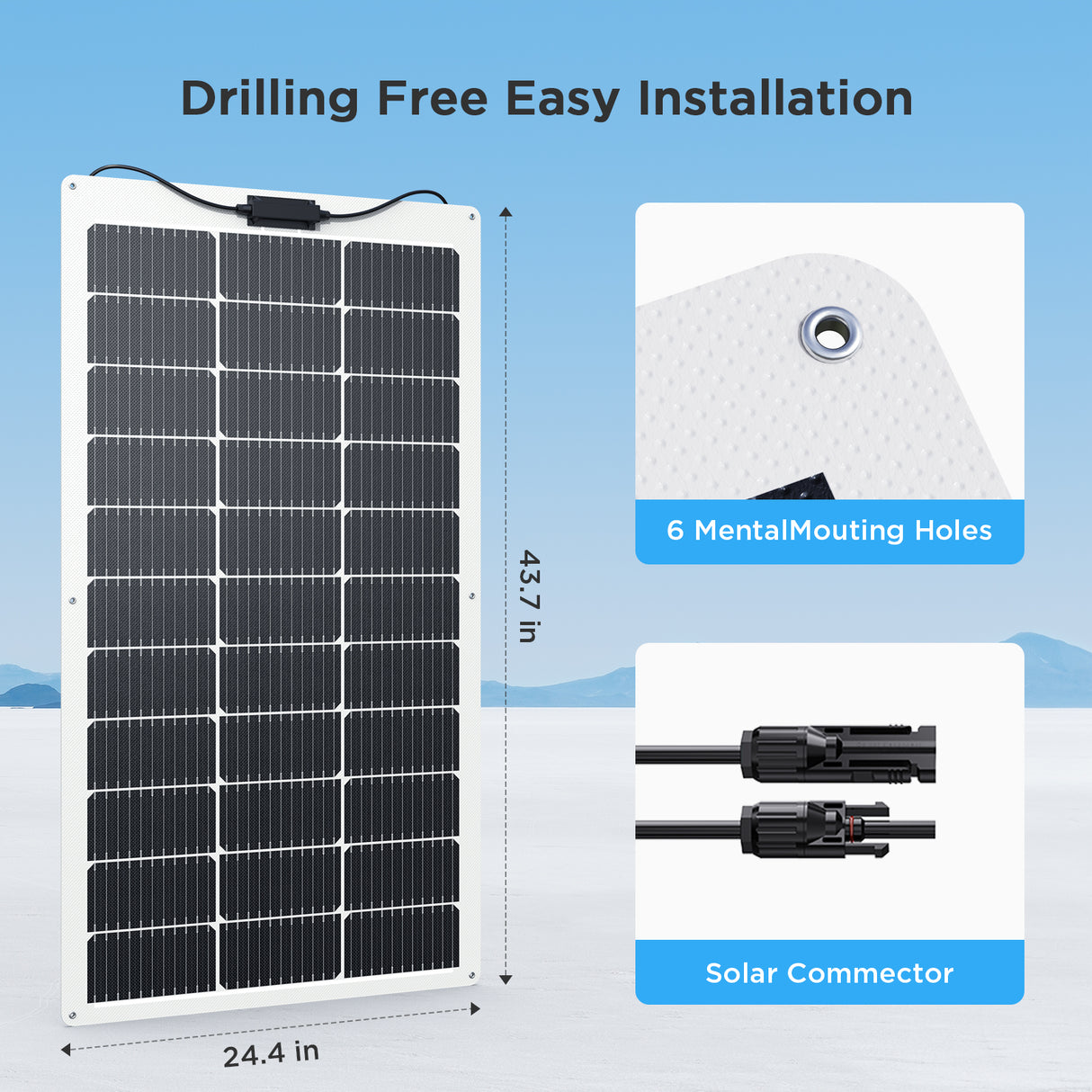 100W Flexible Solar Panel – White Frame