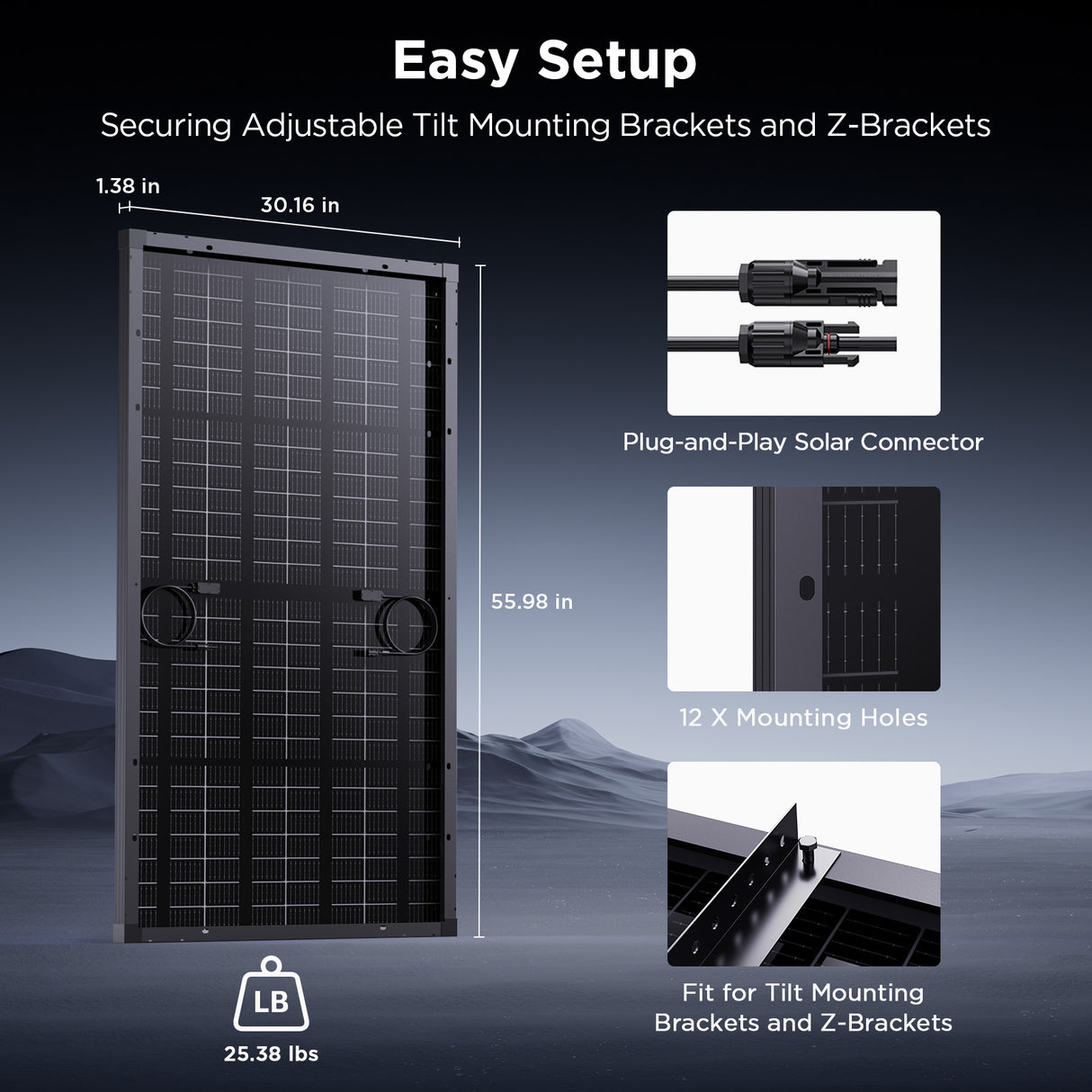 215W N-Type Anti-Shading Bifacial Solar Panel