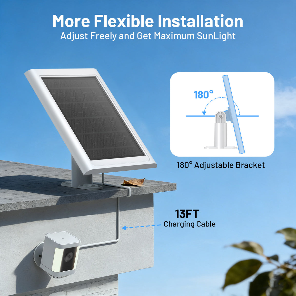 セキュリティ カメラ用ソーラー パネル スティック アップ カム バッテリー/ソーラー (第 2 世代および第 3 世代)