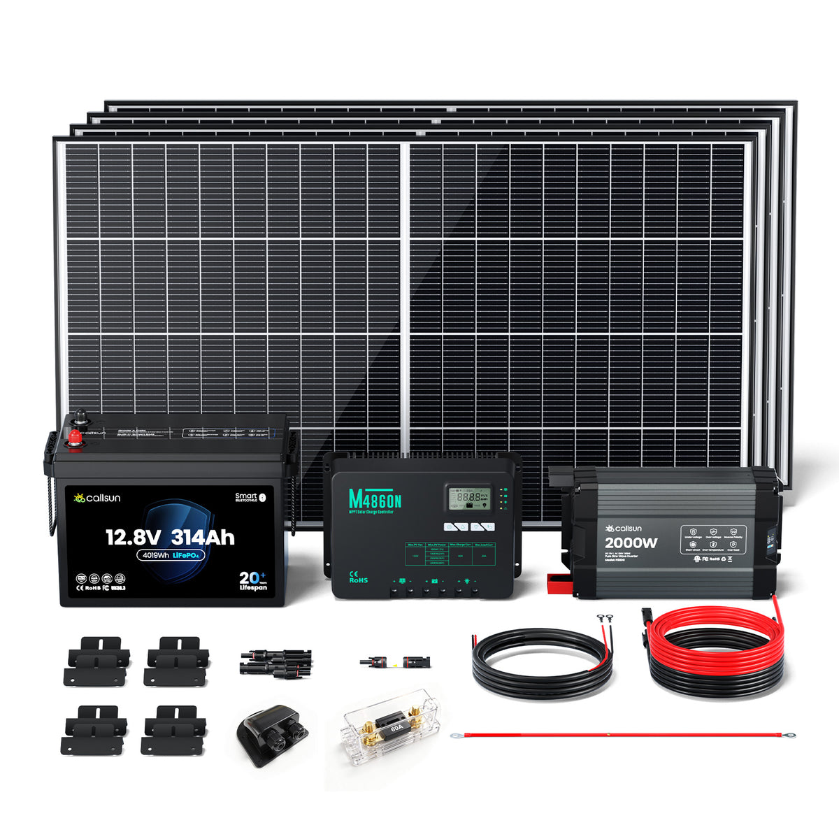 800W 12V Complete Solar Panel Kit
