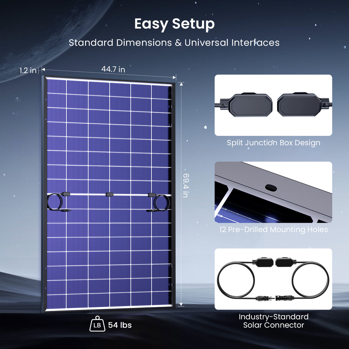 450W N-Type Bifacial Solar Panel - White Glass