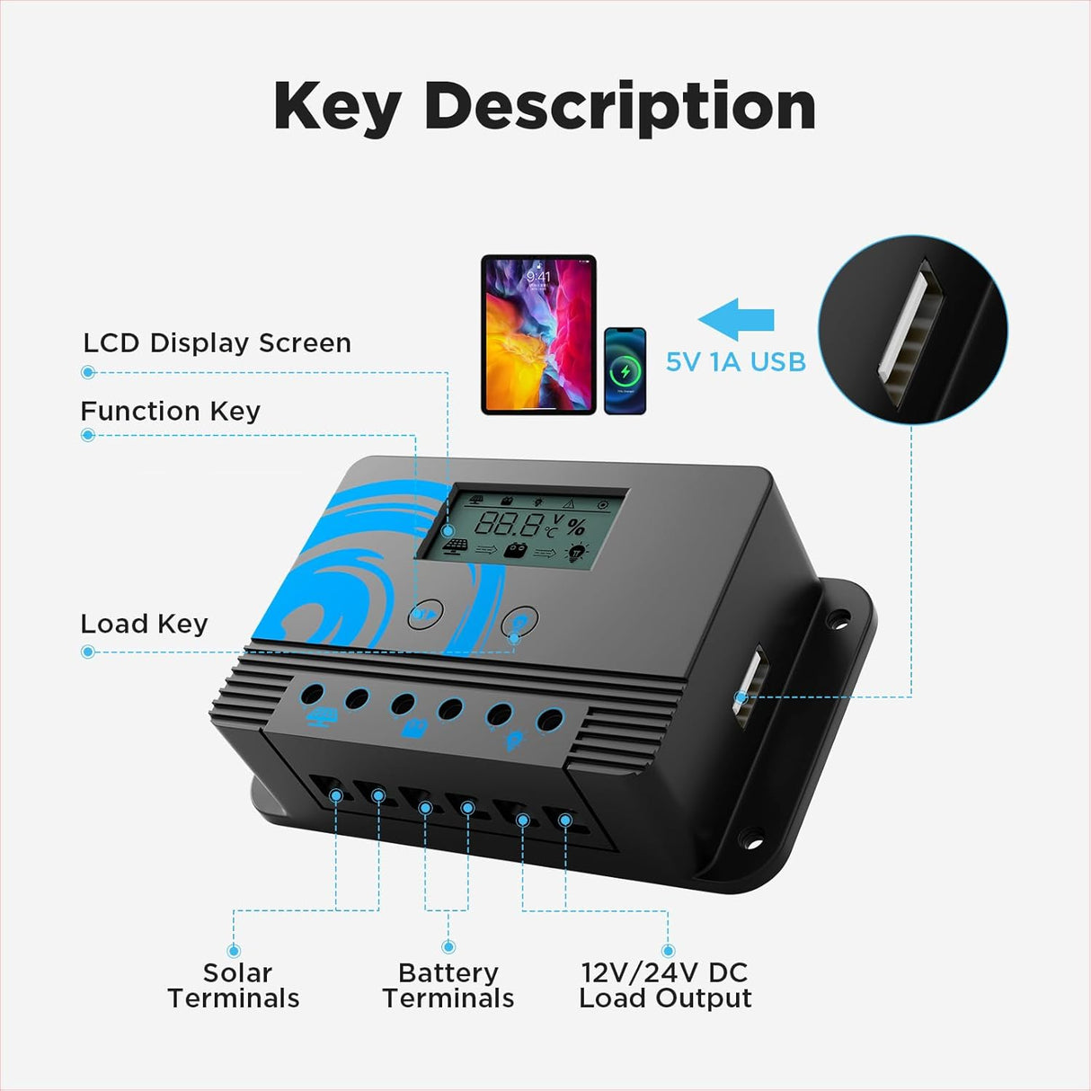20A 12/24V PWM Solar Charge Controller