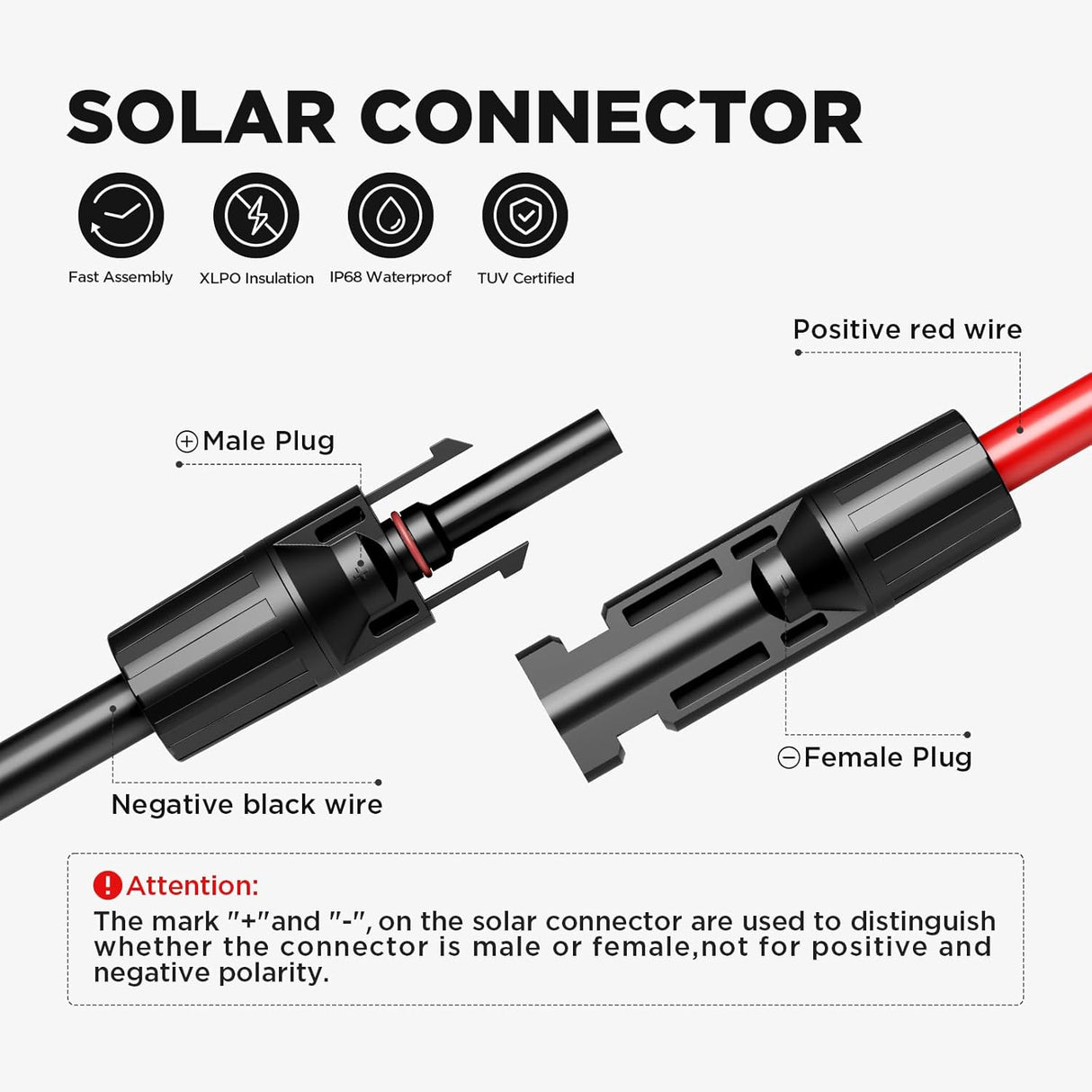20FT 10AWG Solar Panel Extension Cable