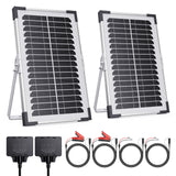 Callsun 7.5W 12V Solar Battery Maintainer & Trickle Charger 2-pack kit with rigid panels, charge controllers, and alligator clips.