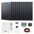 Callsun 450W solar kit with 12 rigid panels, hybrid inverter, battery, and installation tools for complete off-grid power solutions.