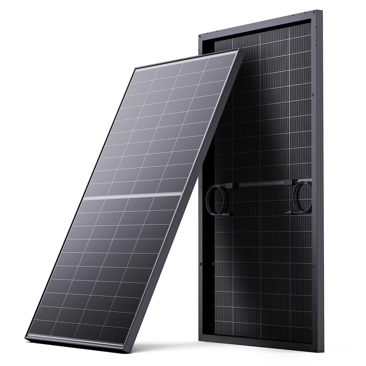 Callsun 200W N-type bifacial solar panel showing dual-sided glass design and rigid aluminum frame construction.