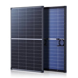 Callsun 180W N-Type Anti-Shading Bifacial Solar Panel front and back view showing the dual sided glass design for RV use.