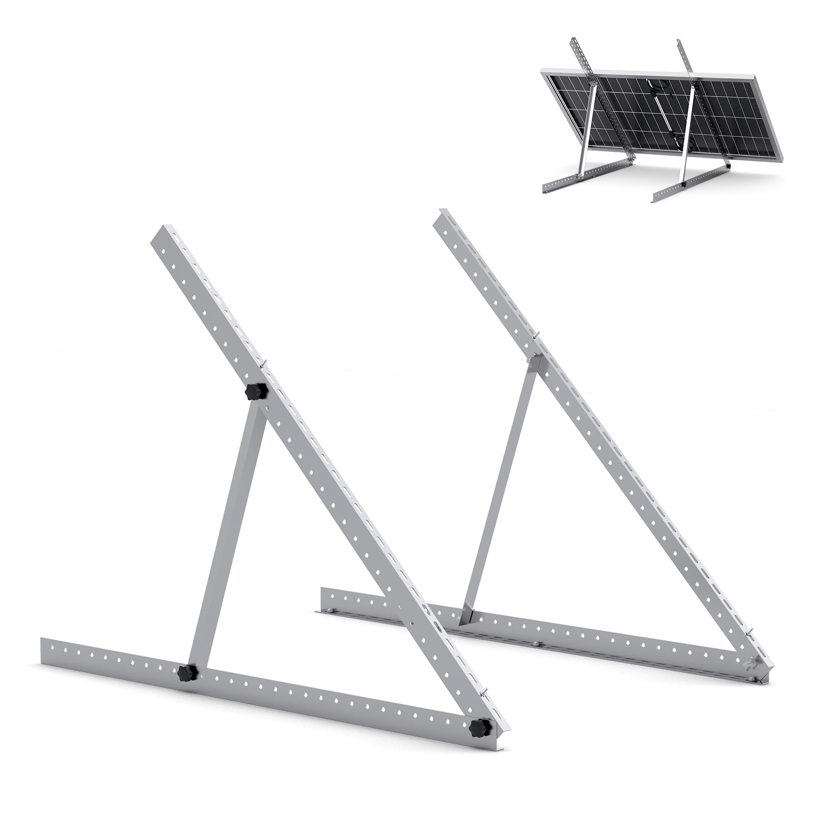Callsun 41in Adjustable Solar Panel Mount Brackets shown in a durable aluminum tilt rack design with a rigid solar panel attached.