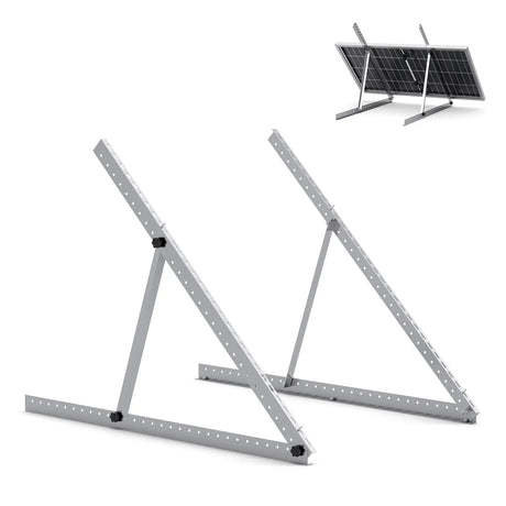Callsun 41in Adjustable Solar Panel Mount Brackets shown in a durable aluminum tilt rack design with a rigid solar panel attached.