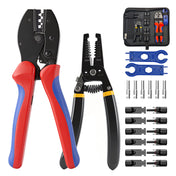 Callsun solar crimper tool kit including a professional crimper, wire stripper, solar connectors, and spanners for DIY PV setup.