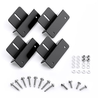 Callsun black aluminum Z-brackets for mounting rigid solar panels on RV roofs, boats, and off-grid structures, includes hardware kit.
