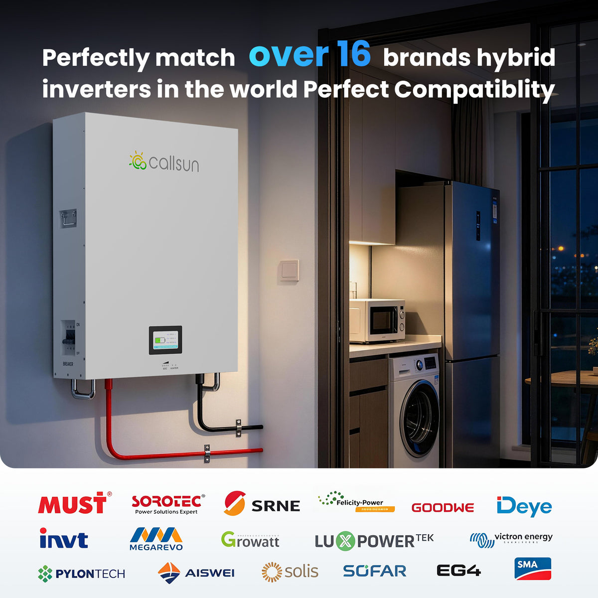 51.2v 280Ah 14.34kwh Wall Mounted Lifepo4 Battery