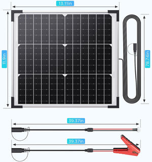 15W 12V Solar Battery Maintainer & Trickle Charger