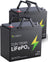 2-pack of Callsun 12V 100Ah LiFePO4 deep cycle batteries with 100A BMS featuring carrying handles against a clean white background.