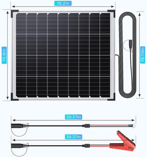 30W 12V Solar Battery Maintainer & Trickle Charger