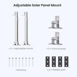 Callsun adjustable solar panel tilt mount brackets with 2 adjustable mounts 2 front brackets 8 screws and 4 rubber pads for RV solar.
