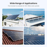 Callsun adjustable solar panel tilt mount brackets for 100W to 450W panels on RVs boats and flat roofs for optimized sun exposure.