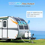 Callsun 200W Flexible Solar Panel with 23% efficiency and 1000Wh output for off-grid RV camping power.