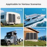Callsun 200W Flexible Solar Panel providing reliable energy for camping, RVs, and boats in various outdoor environments.
