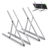 Callsun 41in Adjustable Solar Panel Mount Brackets 2 pack showing two sets of silver aluminum tilt racks with an installed rigid panel.