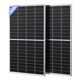Callsun 200W N-Type Bifacial Solar Panel - Silver Frame (2 Pieces) with 16BB monocrystalline cells for high-efficiency off-grid power.