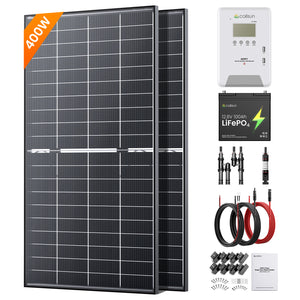 400W 12V Complete Solar Panel Kit with 1.2kWh Battery