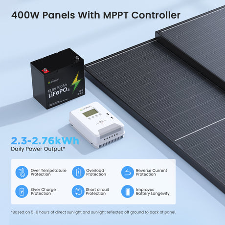 400W 12V Complete Solar Panel Kit with 1.2kWh Battery