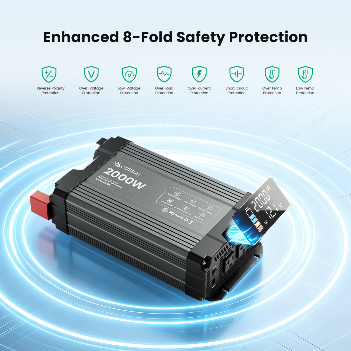 2000W Pure Sine Wave Inverter 12V DC to 120V AC
