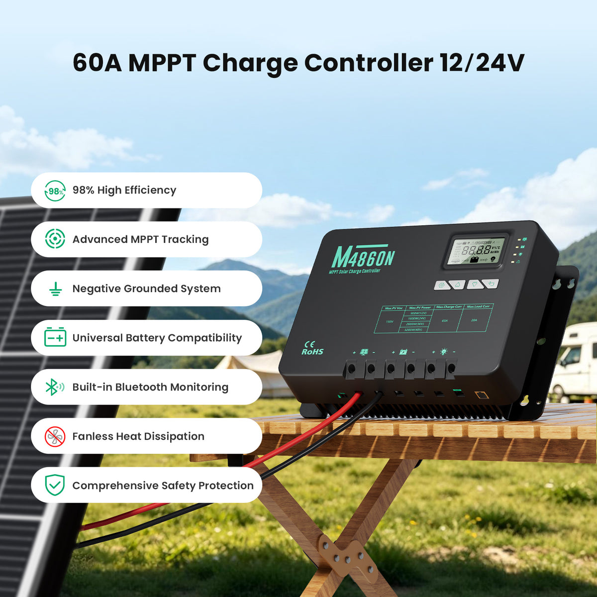 800W 12V Complete Solar Panel Kit