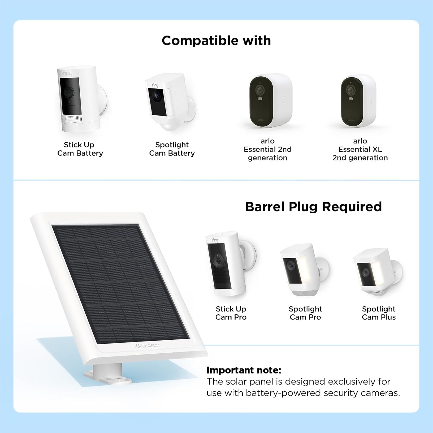 Solar Panel for Security Camera(2 Pack)