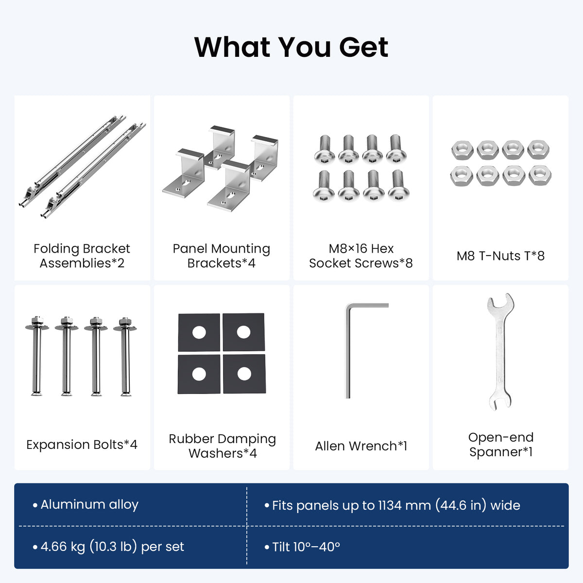 44in Solar Panel Tilt Mount Brackets