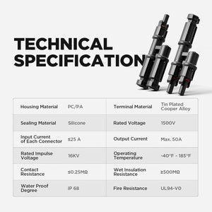 ソーラー分岐コネクタ 2対1ソーラーコネクタ(1ペア) 