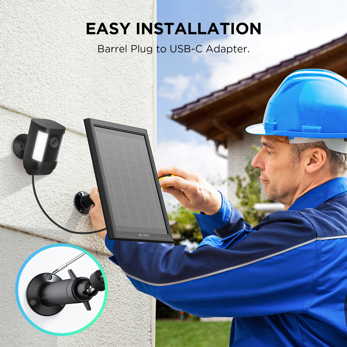 6W Solar Panel for For Ring Camera – Black Frame