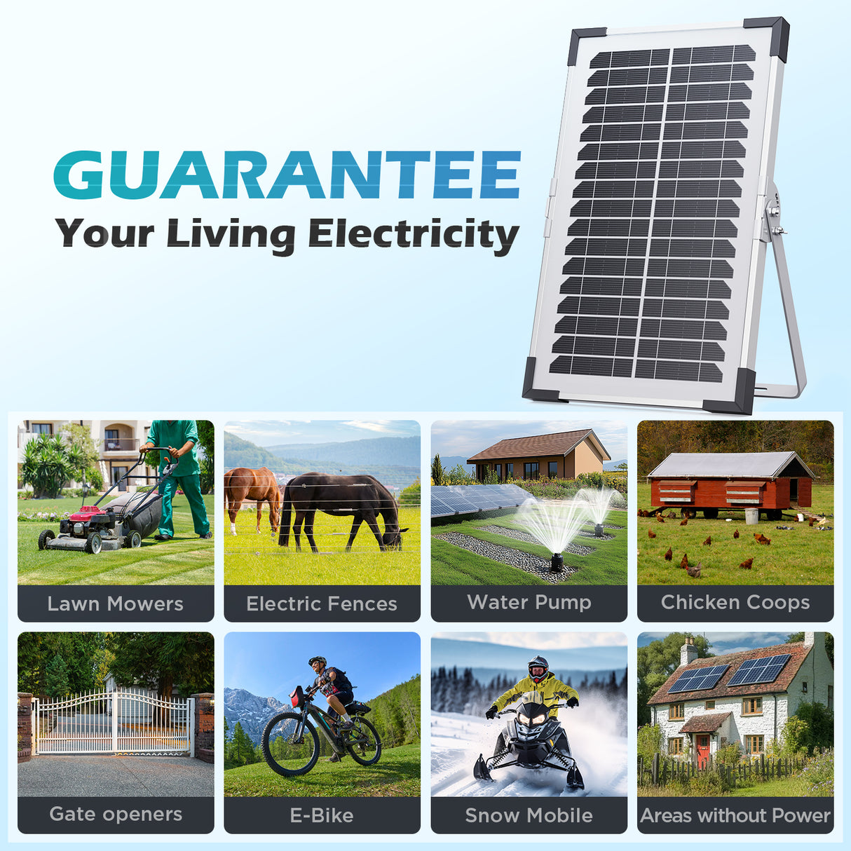 Callsun 7.5W Solar Trickle Charger for maintaining 12V batteries on lawn mowers, electric fences, gate openers, and chicken coops.