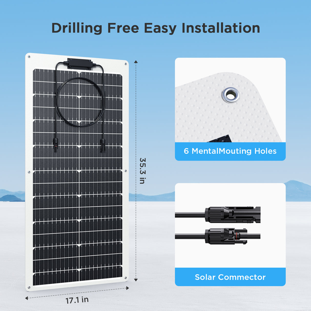 50W Flexible Solar Panel – White Frame
