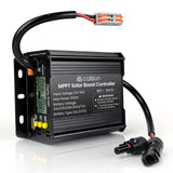 Callsun 15A Boost MPPT solar charge controller (500W) with an LED display and wiring cables against a clean white background.